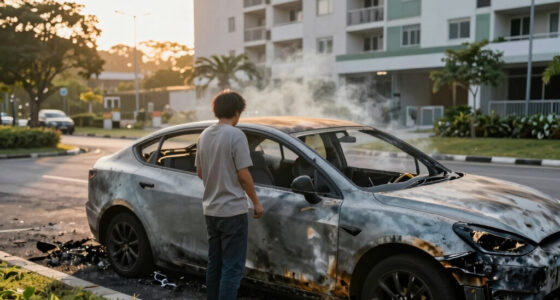 EV Catches Fire Outside Woodlands HDB Carpark; No Injuries Reported - The Straits Times